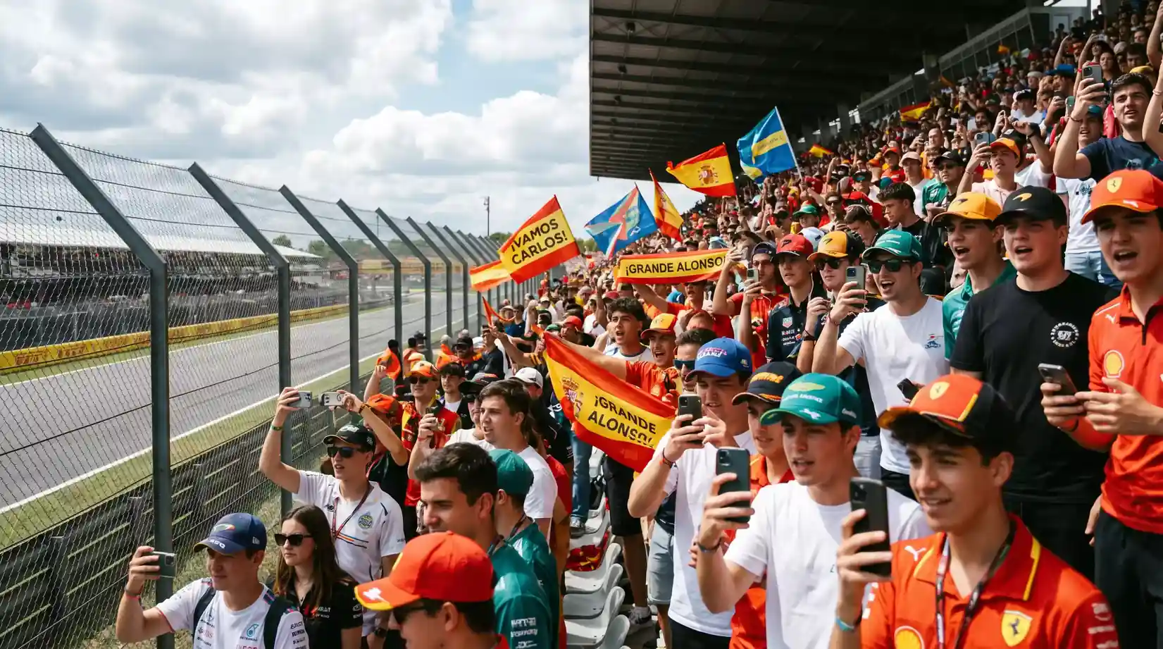 Aficionados de Fórmula 1 en las gradas de un Gran Premio